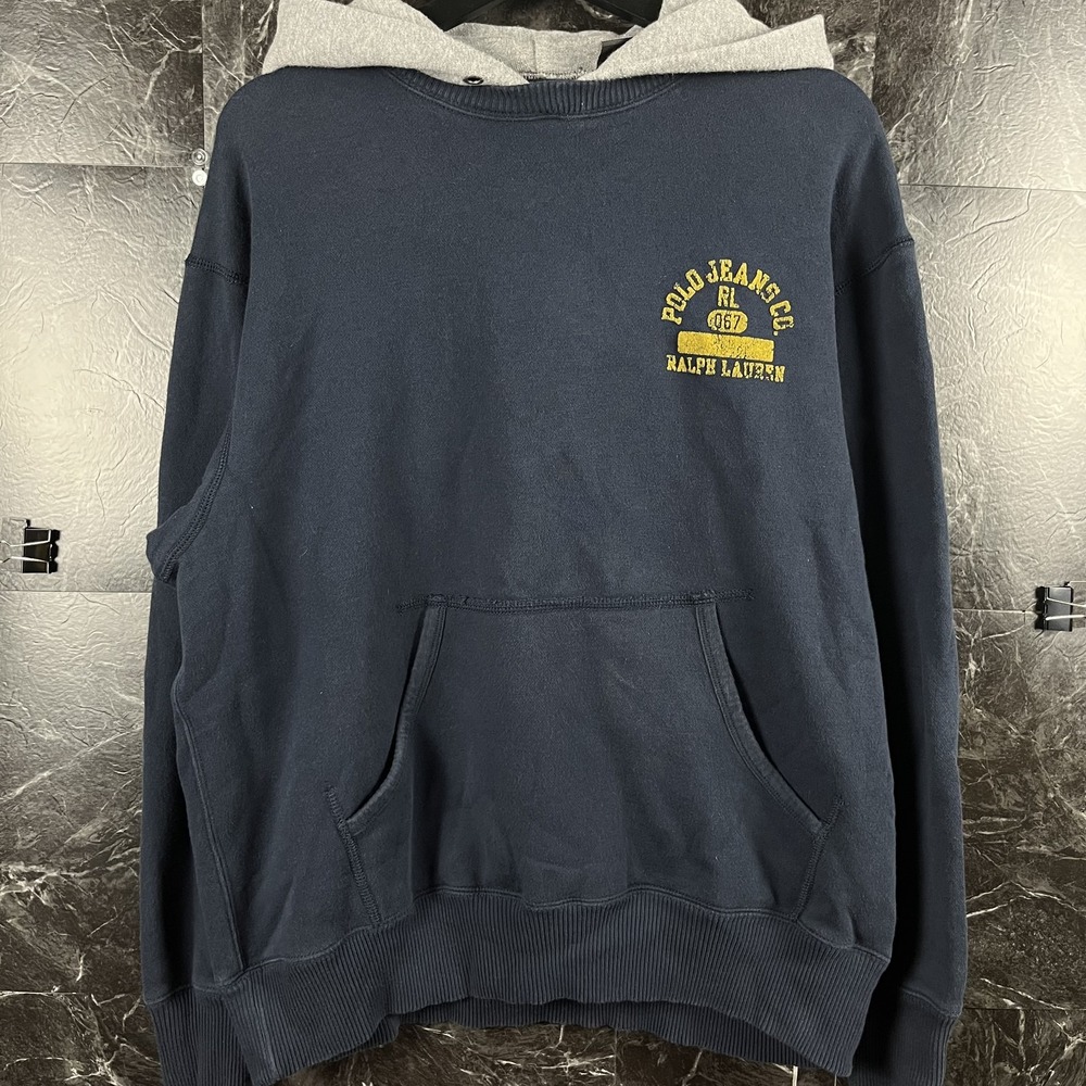 Polo Ralph Lauren Men's Blue Co Vtg Retro Fleece Hoodie Large